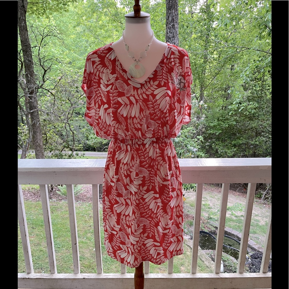 West Loop Tropical Leaf Dress L FREE SHIP